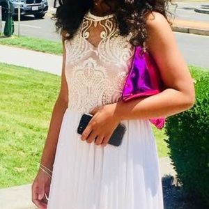 Tween Diva fit & flare blush cream dress